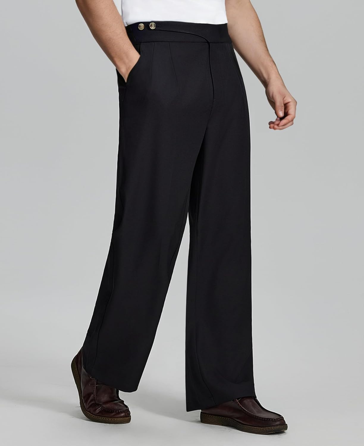 Mens Baggy Dress Pants Old Money Vintage Pleated Wide Leg Pants Summer Casual Slacks Relaxed Fit Trousers - Image 2