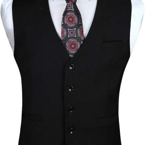 Men's Suit Vest Business Formal Dress Waistcoat Solid Color Vest for Suit or Tuxedo