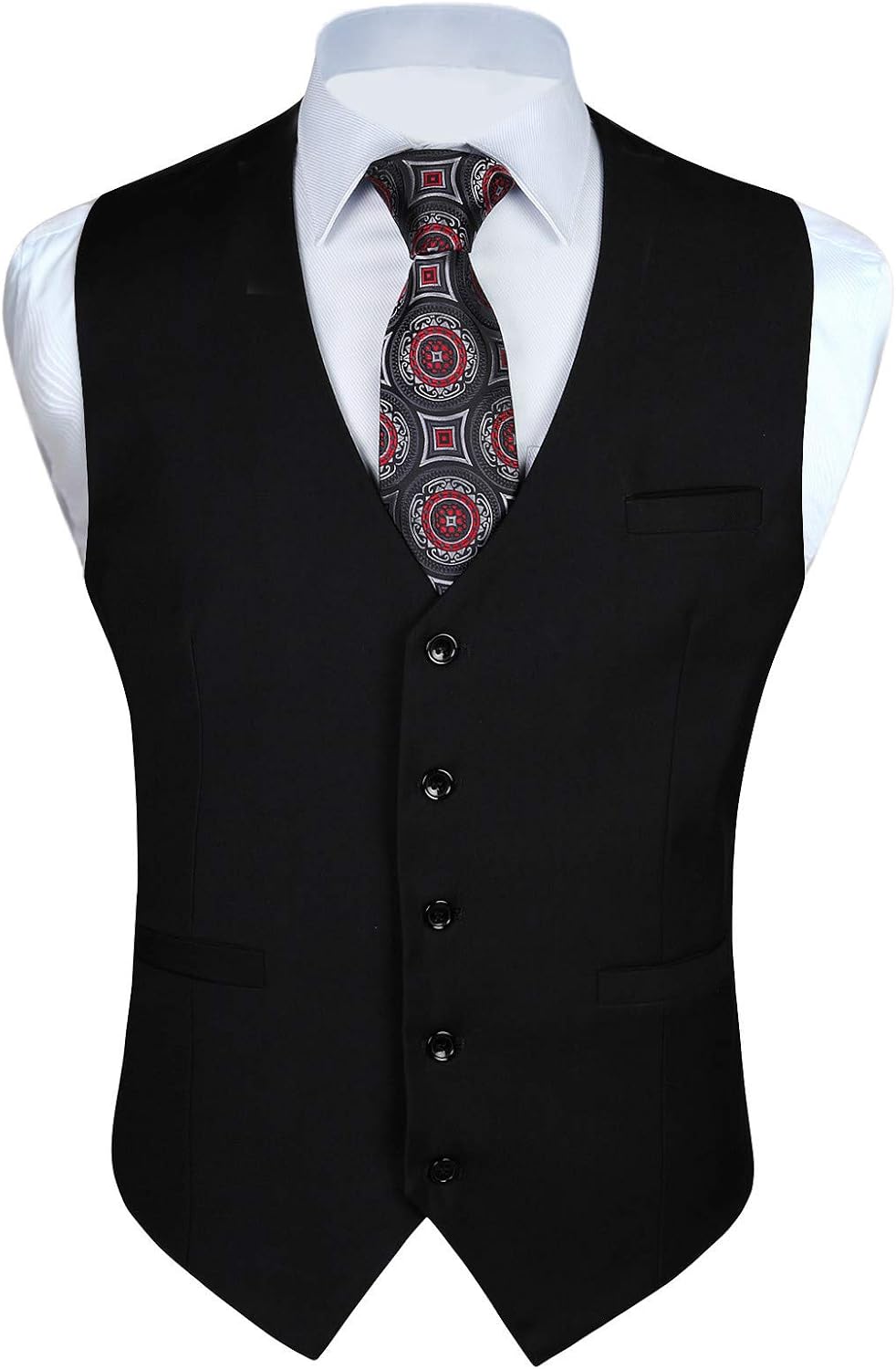 Men's Suit Vest Business Formal Dress Waistcoat Solid Color Vest for Suit or Tuxedo