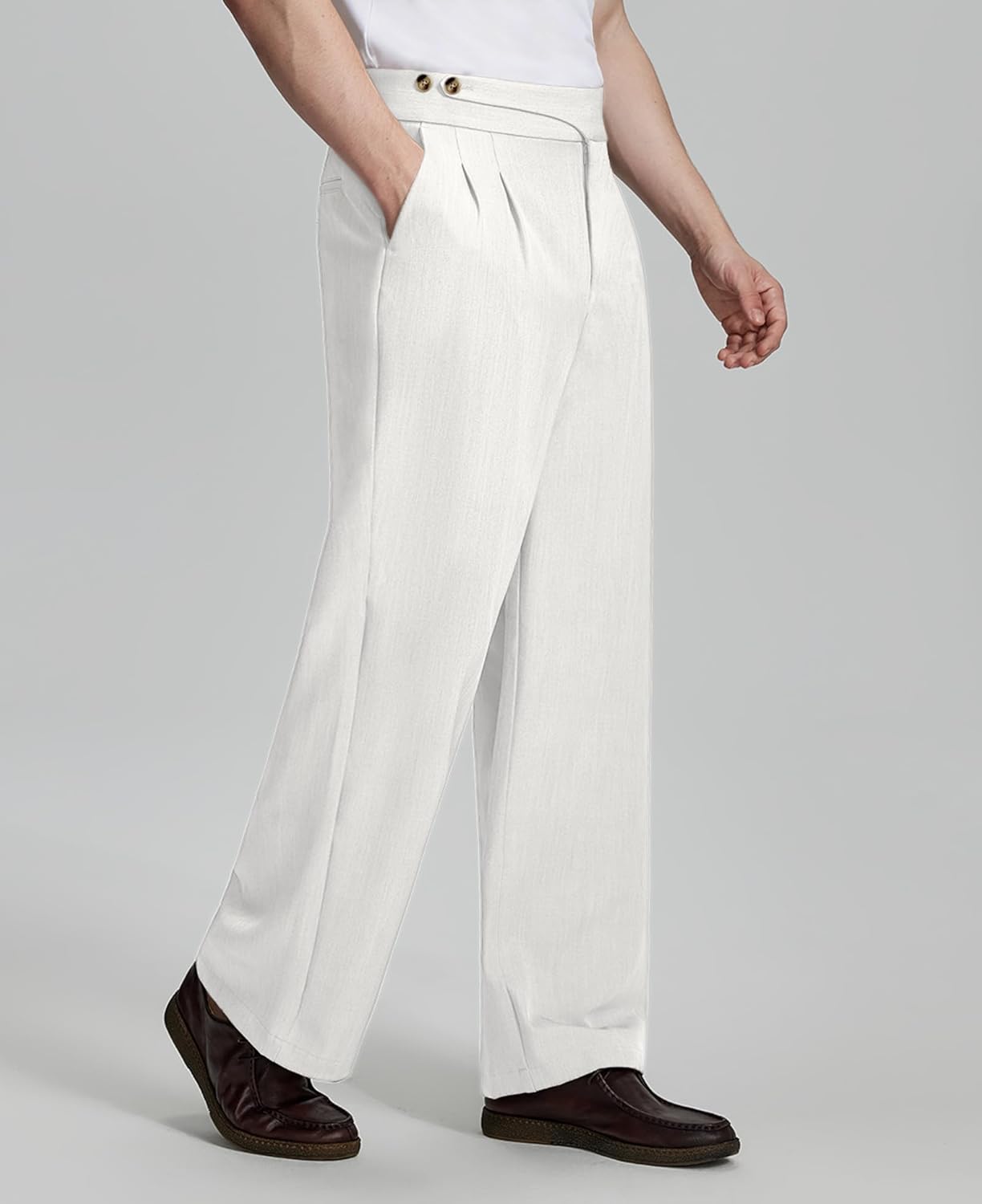 Mens Baggy Dress Pants Old Money Vintage Pleated Wide Leg Pants Summer Casual Slacks Relaxed Fit Trousers - Image 2