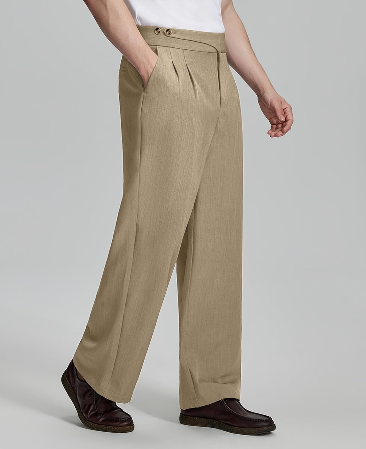 Mens Baggy Dress Pants Old Money Vintage Pleated Wide Leg Pants Summer Casual Slacks Relaxed Fit Trousers - Image 2