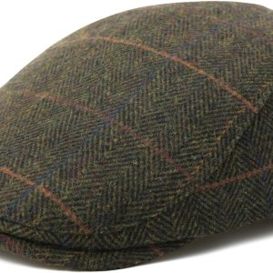 Men Wool Blend Flat Cap Tweed Newsboy Ivy Hat
