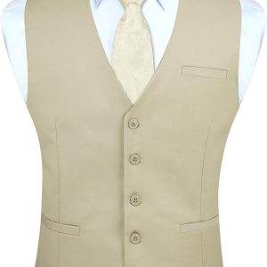 Men's Suit Vest Business Formal Dress Waistcoat Solid Color Vest for Suit or Tuxedo
