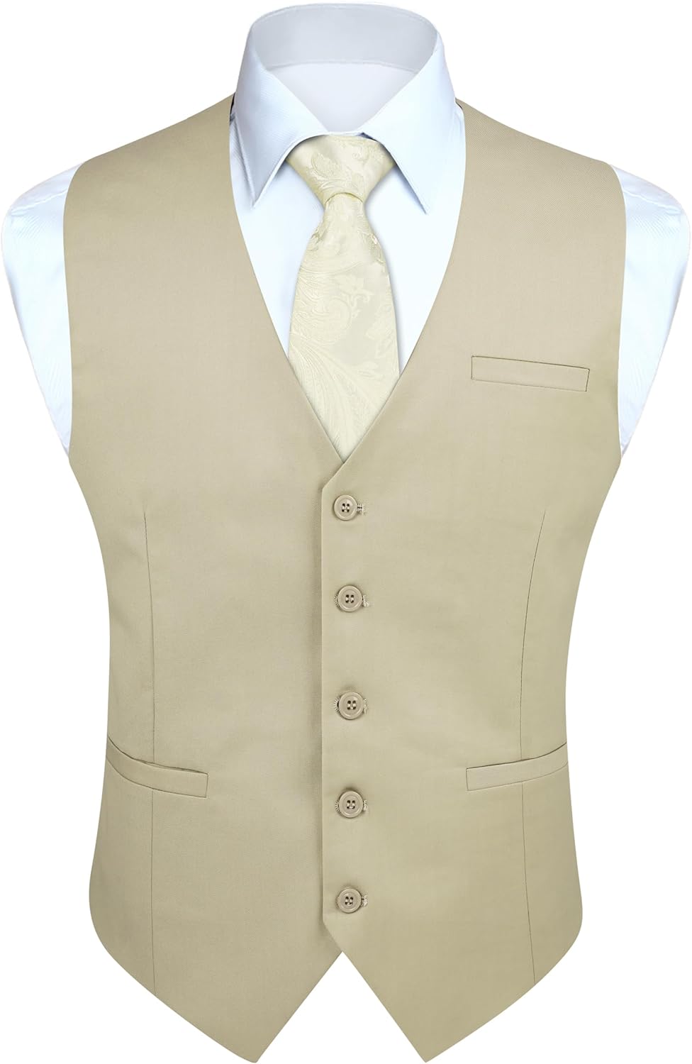 Men's Suit Vest Business Formal Dress Waistcoat Solid Color Vest for Suit or Tuxedo