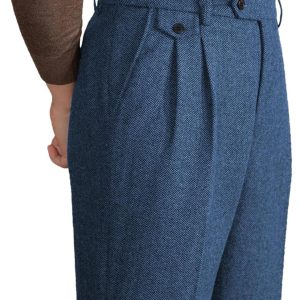 Mens Pants Tweed Herringbone Vintage Dress Pant Trousers Regular Fit Suit Pants for Men