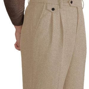 Mens Pants Tweed Herringbone Vintage Dress Pant Trousers Regular Fit Suit Pants for Men