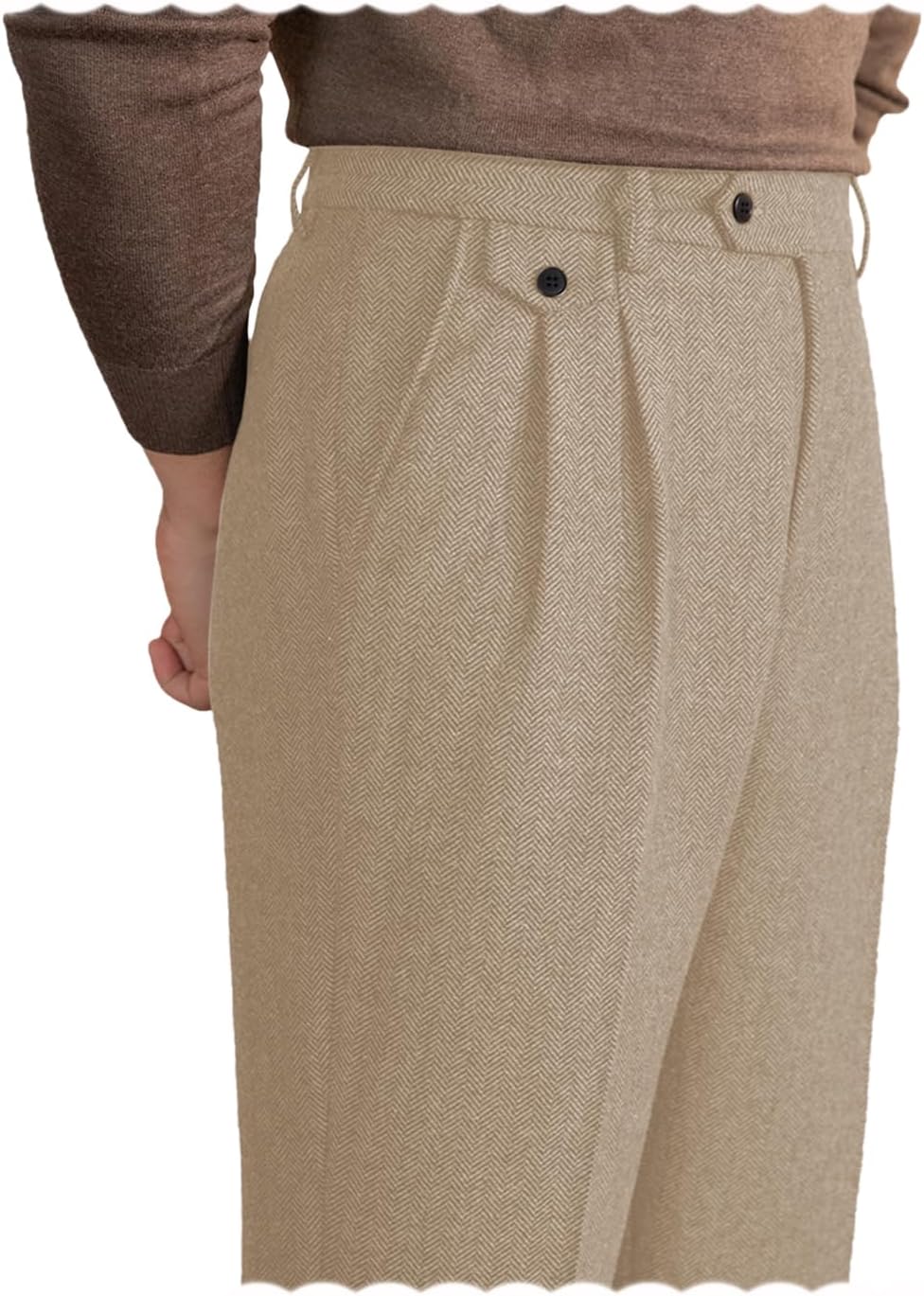 Mens Pants Tweed Herringbone Vintage Dress Pant Trousers Regular Fit Suit Pants for Men