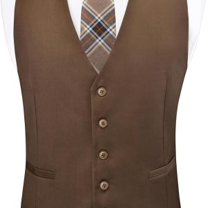 Men's V-Neck Suit Vests Solid Color Formal Slim Fit Business Dress Vest Waistcoat