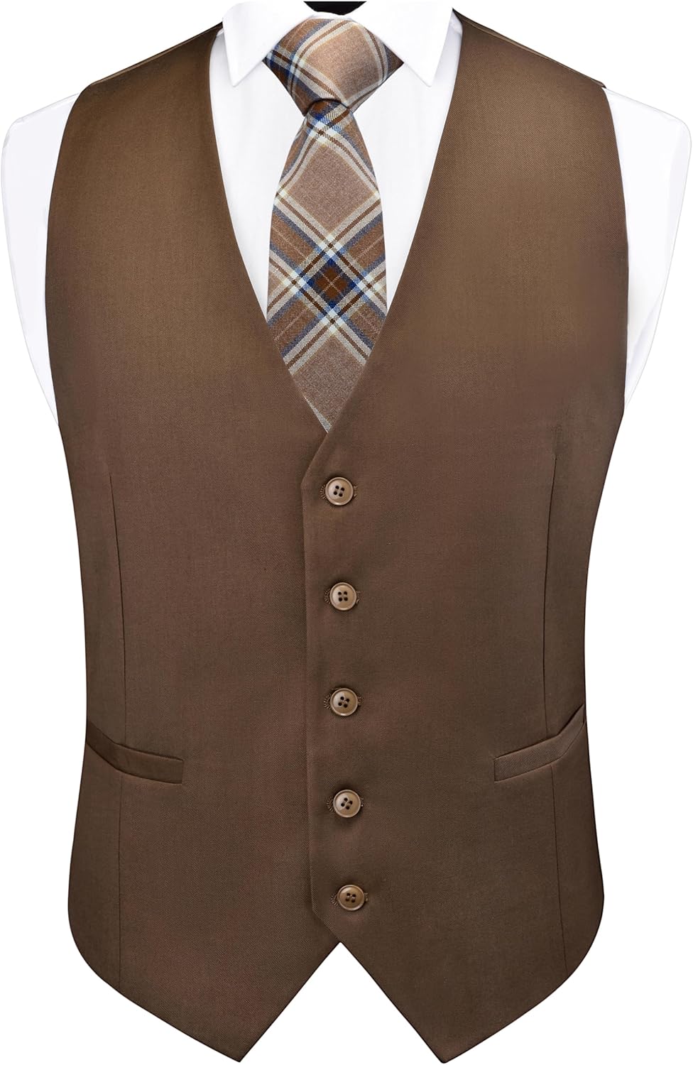 Men's V-Neck Suit Vests Solid Color Formal Slim Fit Business Dress Vest Waistcoat