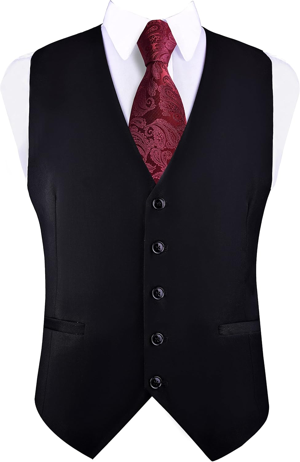 Men's V-Neck Suit Vests Solid Color Formal Slim Fit Business Dress Vest Waistcoat