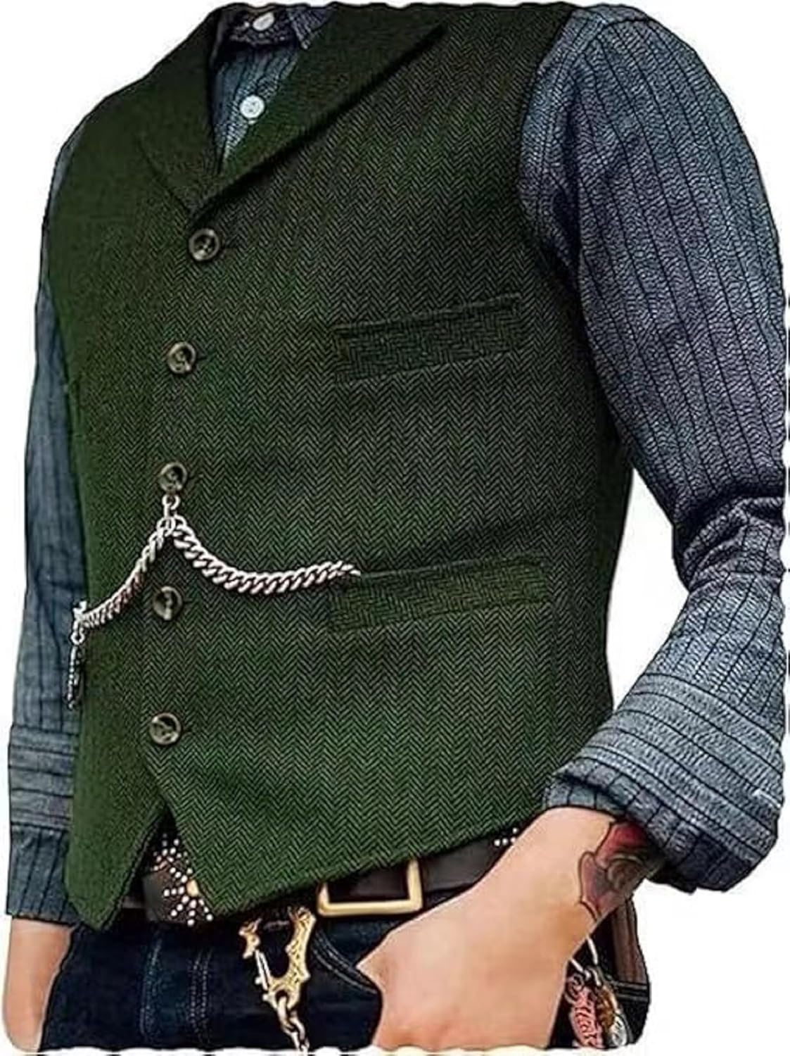 Mens Classic Wool Tweed Suit Vest Casual Sleeveless Jacket Herringbone Waistcoat for Tuxedos for Tuxedos